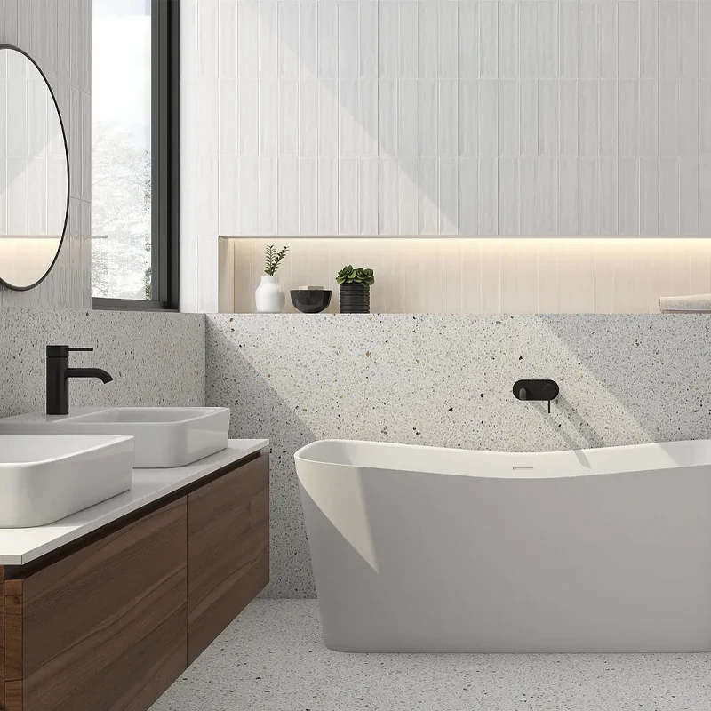 Preciosos azulejos para baño detras de una bañera