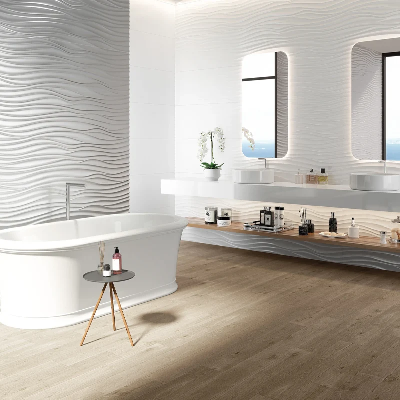 Azulejos para baño preciosos creando equilibrio visual