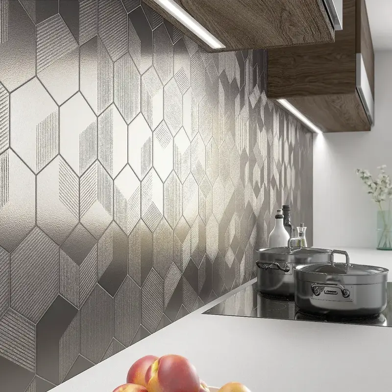 Decoración con estilo usando azulejos para cocina 3d