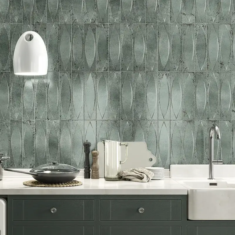 Azulejos para cocina 3d combinados con mobiliario