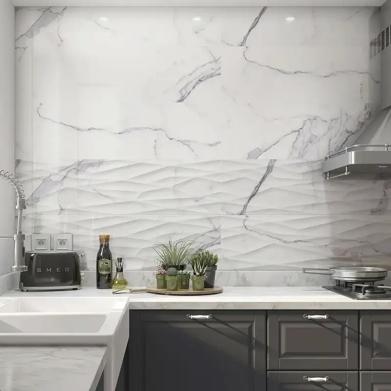 Decoración atractiva con azulejos para cocina 3d