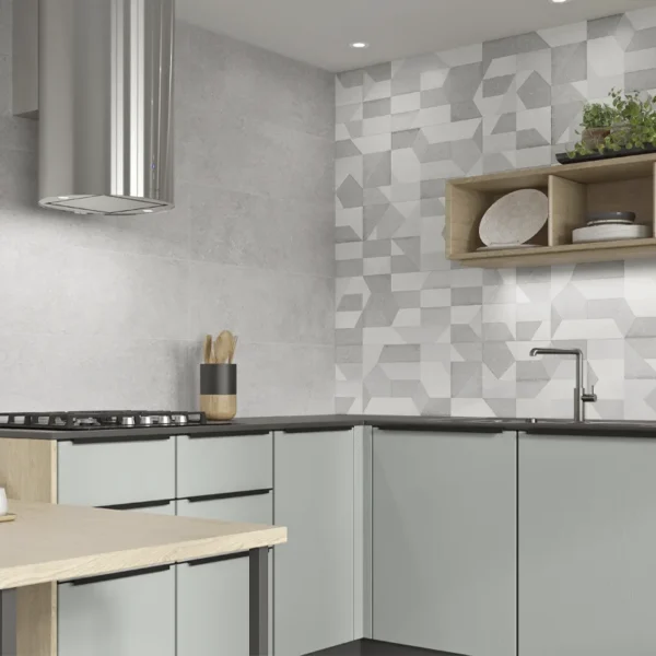 Detalle decorativo logrado con azulejo color gris