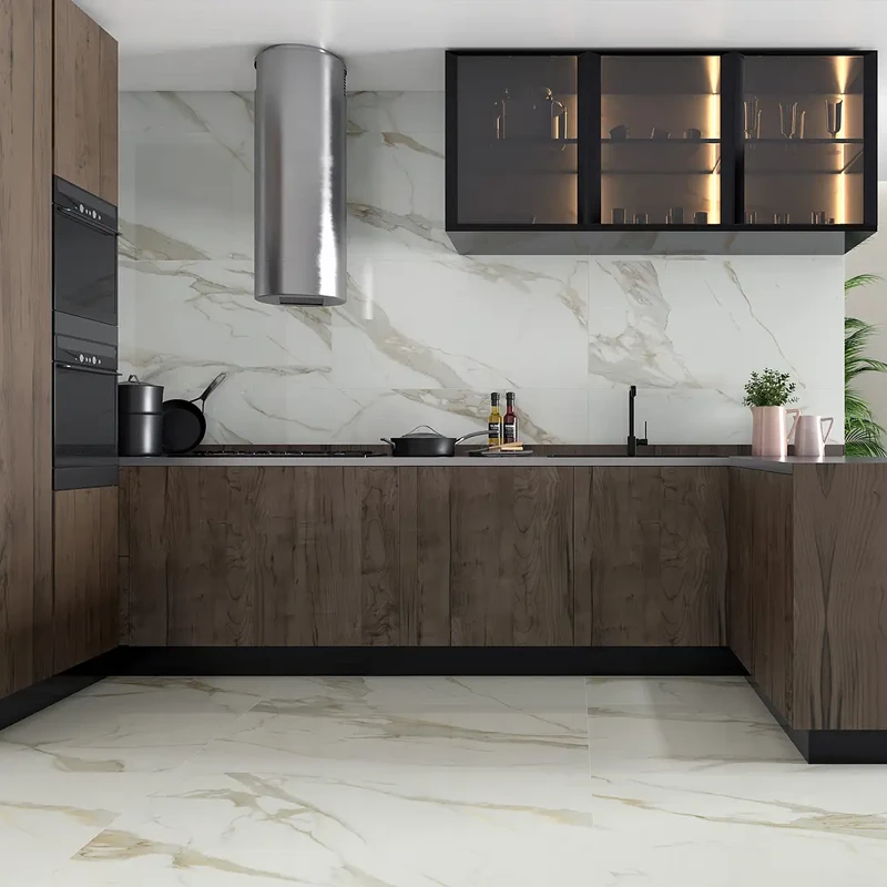Decoración con azulejos bonitos para suelo de cocina