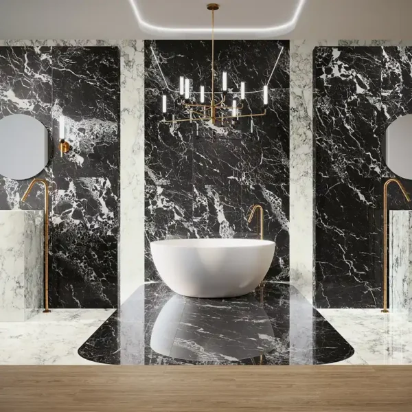 Azulejos bonitos en color negro combinados con tonos claros
