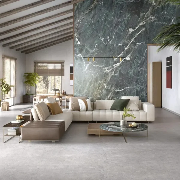 Espacio definido por azulejos para sala modernos