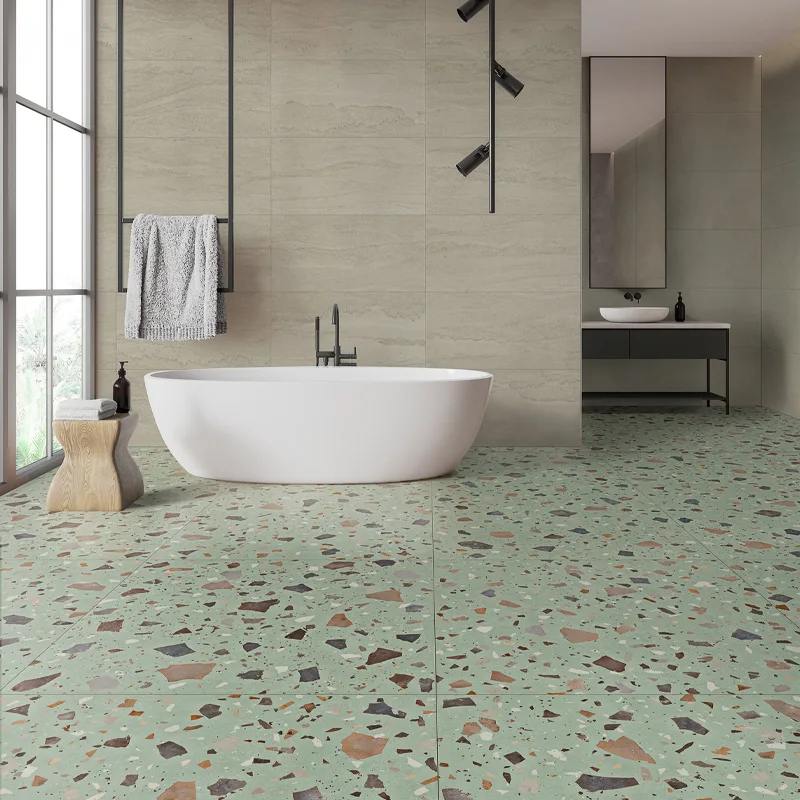 Pavimento porcelanico cubriendo toda la zona