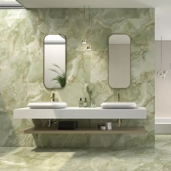 Toque decorativo con azulejo color verde