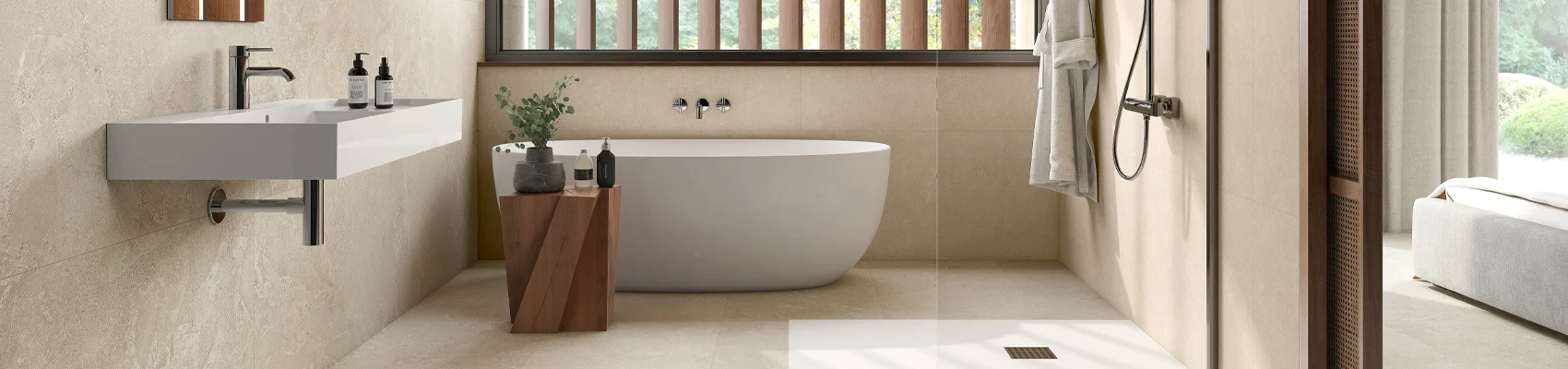 Azulejos para cuarto de baño en un entorno equilibrado