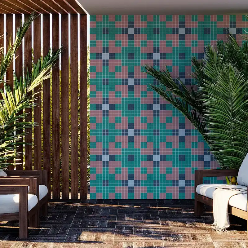 Diseño visual con ritmo y textura basado en el uso de gresite