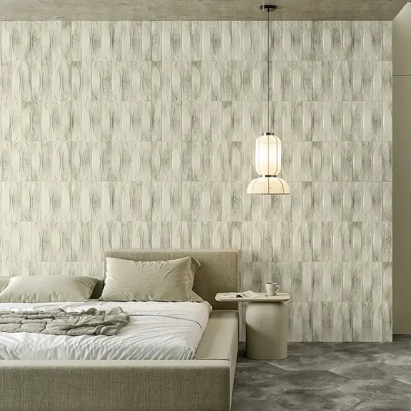 Pared de cuarto con azulejo que genera un ambiente relajante