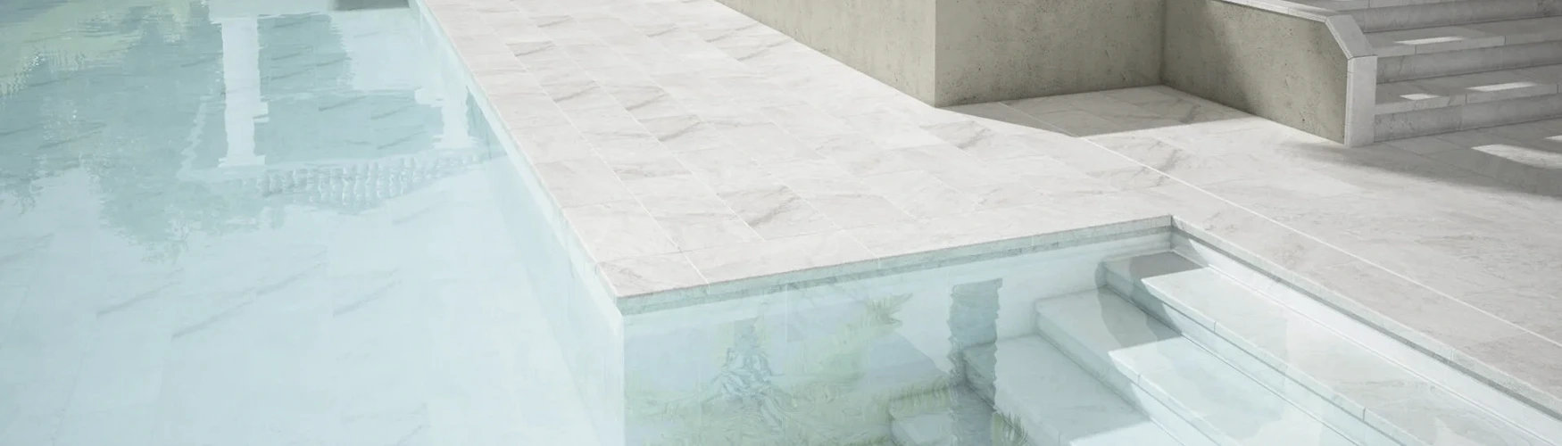 Azulejo elegante en una piscina rodeada de calma