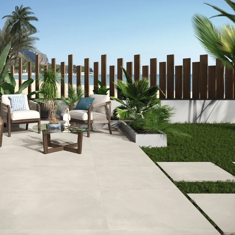 Alicatado para patio moderno aplicado para generar una superficie equilibrada