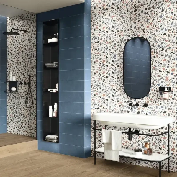 Gres porcelánico imitación terrazo ideal para proyectos que buscan originalidad