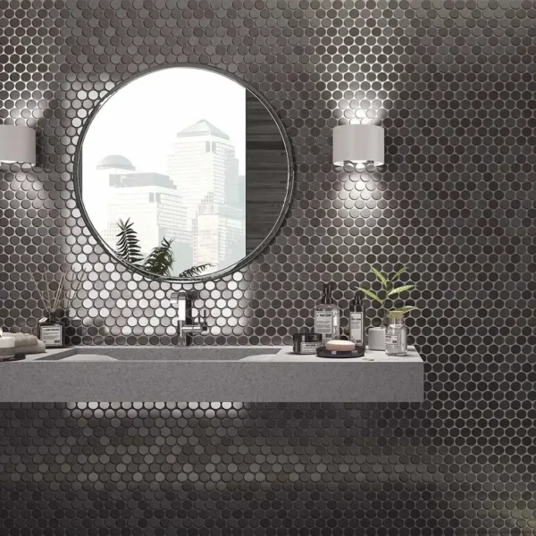 Azulejo circular elegido para romper la linealidad en composiciones modernas