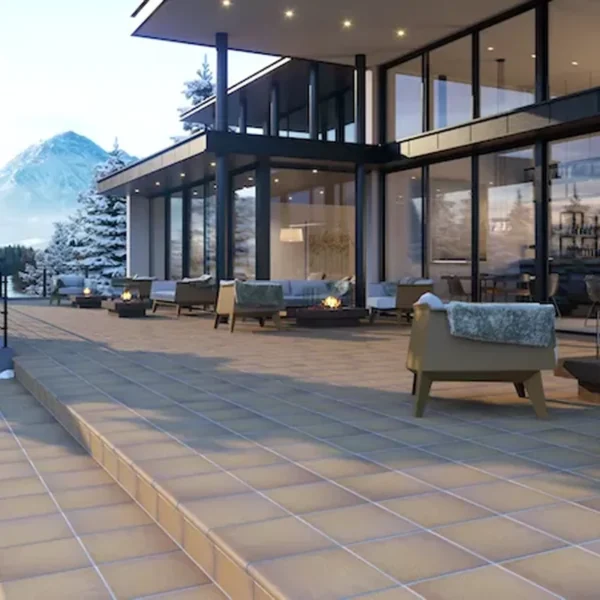 superficie exterior revestida con gres extrusionado en acabado rugoso