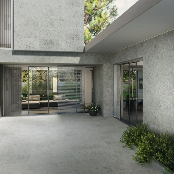 Gres porcelánico imitación terrazo que transforma cualquier superficie con diseño único