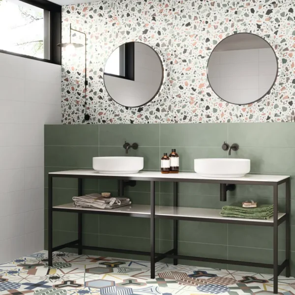 Gres porcelánico verde que transmite naturalidad con un diseño actual
